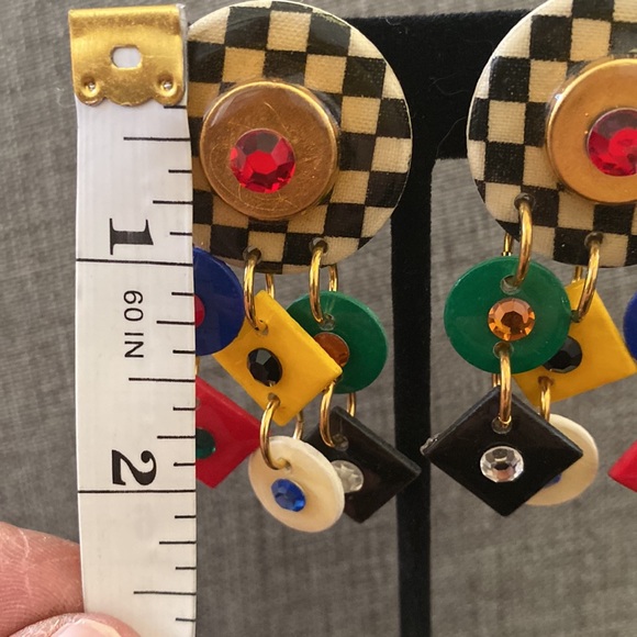 Vintage MAM 1980s checkerboard earrings - Picture 4 of 8